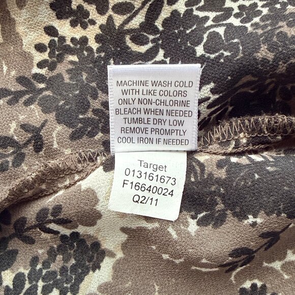 Converse One Star Blouse Womens L Black Beige Floral Ruffle Sleeveless - Picture 4 of 6